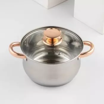 Набор посуды «Злата 2», 6 предметов: кастрюли 5,8/3,4/2,5 л, ковш 1,9 л, чайник 2,5 л, сотейник d=24 см, стеклянные крышки