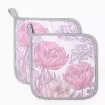 Набор прихваток «Этель» Рoppy fields: 2 шт., 1919 см, саржа,100% хлопок, ватин 250 г/м