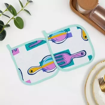 Набор прихваток Мари Санна Вилки-ложки 18х18см, 2шт, рогожка 150гр, 100% хлопок