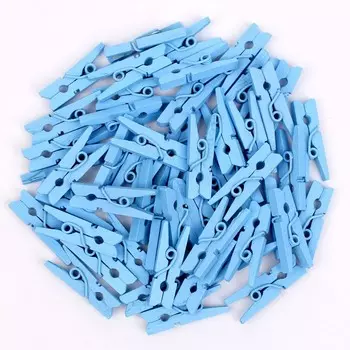 Набор прищепок для декора 50 шт., голубые — 2,5 см