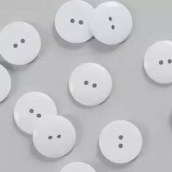 Набор пуговиц, 2 прокола, d = 23 мм, 12 шт, цвет белый