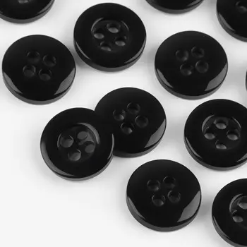 Набор пуговиц, 4 прокола, d = 11 мм, 25 шт, цвет чёрный