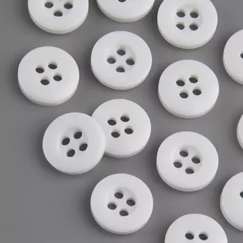 Набор пуговиц, 4 прокола, d = 11 мм, 25 шт, цвет белый