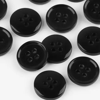 Набор пуговиц, 4 прокола, d = 11 мм, 25 шт, цвет чёрный