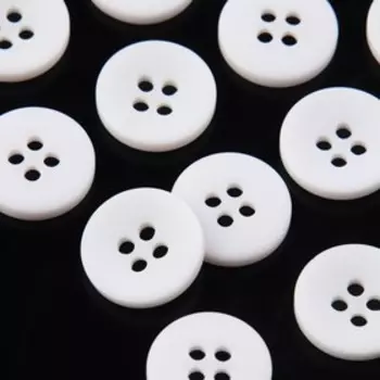 Набор пуговиц, 4 прокола, d = 15 мм, 12 шт, цвет белый