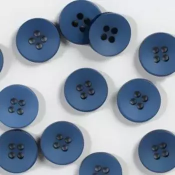 Набор пуговиц, 4 прокола, d = 15 мм, 12 шт, цвет синий