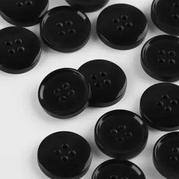Набор пуговиц, 4 прокола, d = 15 мм, 25 шт, цвет чёрный