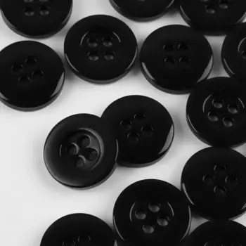 Набор пуговиц, 4 прокола, d = 15 мм, 25 шт, цвет чёрный