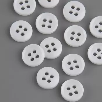 Набор пуговиц, 4 прокола, d = 9 мм, 25 шт, цвет белый