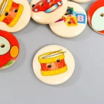 Набор пуговиц декоративных дерево "Детские игрушки" набор 15 шт МИКС 2,3х2,3 см