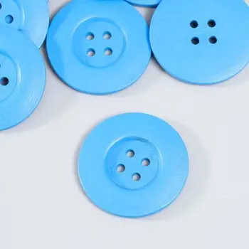 Набор пуговиц для творчества дерево "Большие синие пуговицы" набор 10 шт 4,8х4,8х0,3 см