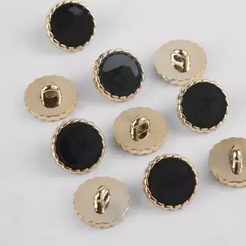Набор пуговиц на ножке, d = 15 мм, 10 шт, цвет чёрный/золотой