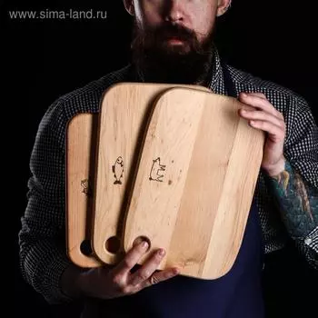 Набор разделочных досок, 3 шт, овощи/рыба/мясо, массив ольхи