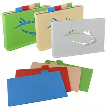 Набор разделочных досок Мультидом, с подставкой, пластик, 4 шт