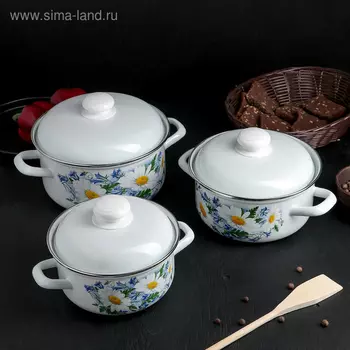 Набор «Ромашковое поле», 3 предмета: 1,5 л, 2 л, 3 л, цвет белый