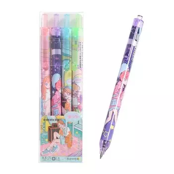 Набор гелевых автоматических ручек 0,5 мм Beifa "АНИМЕ", чёрный стержень