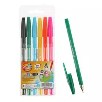 Набор шариковых ручек Beifa, 6 цветов, 0.7 мм, металлический наконечник