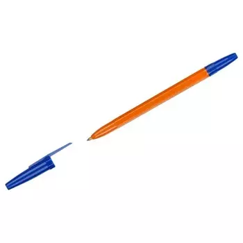Набор ручек шариковых СТАММ "Оптима" 4шт., синие, 1,0мм, оранжевый корпус, пакет с европод