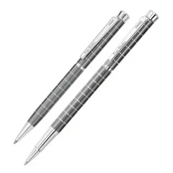 Набор ручка шариковая + роллер PIERRE CARDIN PEN PEN, корпус латунь и глянцевое лаковое покрытие, отделка сталь и хром, серый