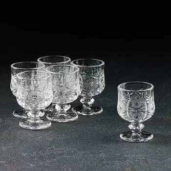 Рюмки Доляна «Застолье», 50 мл, 57 см, набор 6 шт., стекло, прозрачные