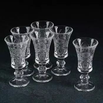 Рюмки Доляна «Ледяная звезда», 35 мл, 10.55 см, набор 6 шт., стекло, прозрачные