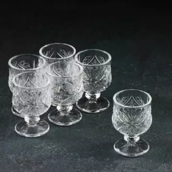 Рюмки Доляна «Ледяная звезда», 60 мл, 15117 см, набор 6 шт., стекло, прозрачные