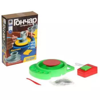 Набор с гончарным кругом «Подсвечники» 36,5 х 25 х 7,5 см., голубая глина