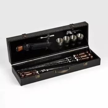 Набор с шампурами подарочный «Сокол» №26, в кейсе из эко-кожи