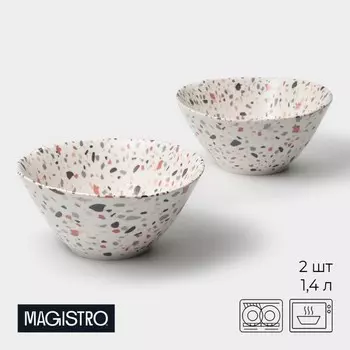 Салатники Magistro Terazzo, 1.4 л, 209 см, набор 2 шт., фарфор, белые