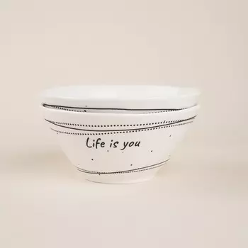 Салатники SL Home «Милый дом», 700 мл, d=16 см, фарфор, набор 2 шт., белые