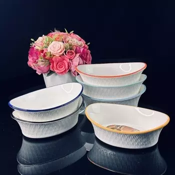 Набор салатников Lenardi, овальный, фарфор, 16 см, 6 шт