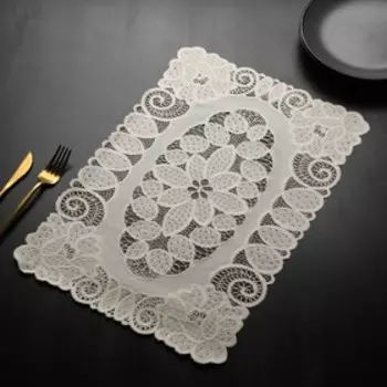 Набор салфеток ажурных для стола Доляна «Букет», 4 шт, 4630 см, ПВХ, цвет бежевый