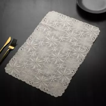 Набор салфеток ажурных для стола Доляна «Геральдика», 4630 см, 4 шт, ПВХ, цвет бежевый