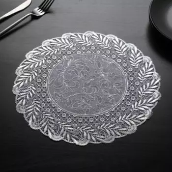 Набор салфеток ажурных для стола Доляна «Подсолнухи», 3030 см, 4 шт, ПВХ, цвет серебряный