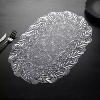 Салфетки сервировочные на стол Доляна «Подсолнухи», 4630 см, 4 шт, ПВХ, цвет серебряный