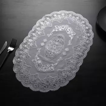Набор салфеток ажурных для стола Доляна «Розы», 4630 см, 4 шт, ПВХ, цвет серебряный