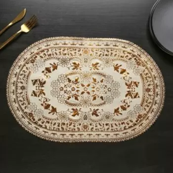 Набор салфеток ажурных Доляна «Веер», 46×30 см, 4 шт, ПВХ, цвет золотой