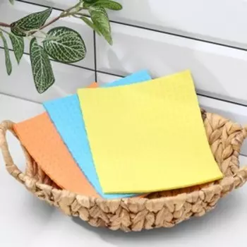 Салфетки для уборки Доляна, целлюлоза губчатая, 16.515.5 см, 3 шт.