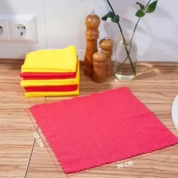 Салфетка универсальная Доляна «Промо», 180 г/м, 10 шт, 3030 см, микрофибра, ультразвуковая обработка края, МИКС