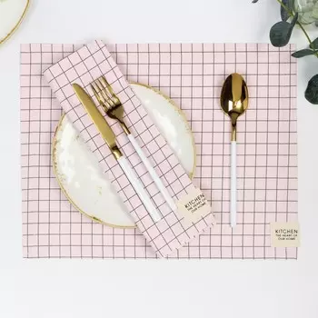 Набор салфеток «Этель. Клетка», 3040 см - 2 шт., 80% хлопок, 20% п/э, сатин 110 г/м