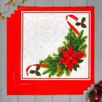 Набор сервировочных салфеток "Этель" Рождественский бал 40х40см 4 штуки, 100% хлопок, саржа 190 гр/м2