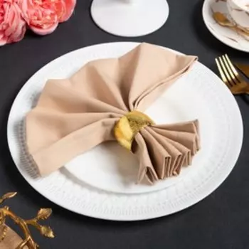 Набор салфеток с декоративными кольцами Beige pleasure, 4040 см - 4 шт., 100% хлопок, саржа 190 г/м