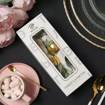 Набор салфеток с декоративными кольцами «Этель» Camellia, 4040 см - 2 шт., 100% хлопок, саржа