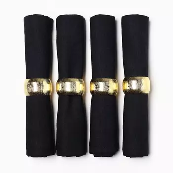 Набор салфеток с декоративными кольцами «Этель» Dark, 4040 см - 4 шт., 100% лён