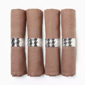 Набор салфеток с декоративными кольцами «Этель» Sand, 4040 см - 4 шт., 100% лён