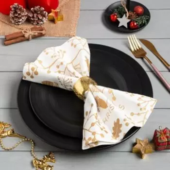 Набор салфеток с декорат. кольцами "Merry christmas " 45х45 см - 2 шт, 100% хл, саржа 190гр/