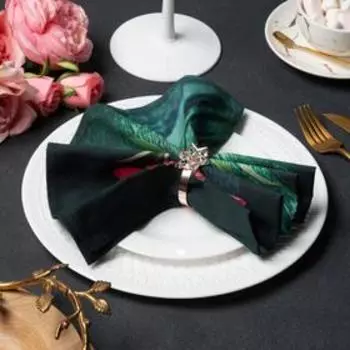 Набор салфеток с декорат. кольцами "Rose" 46х46см - 4 шт, 100% хл, саржа 190гр/м2