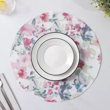 Салфетки сервировочные на стол Доляна «Акварель. Круг», 4 шт., d=38 см