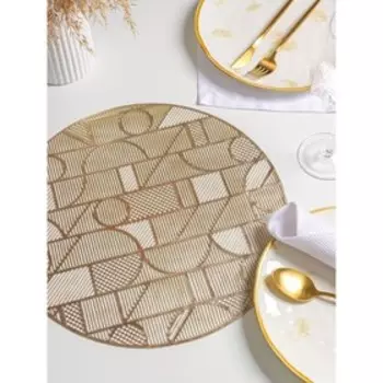 Набор салфеток сервировочных на стол Доляна «Бурлеск», 4 шт, d=38 см, цвет золотой