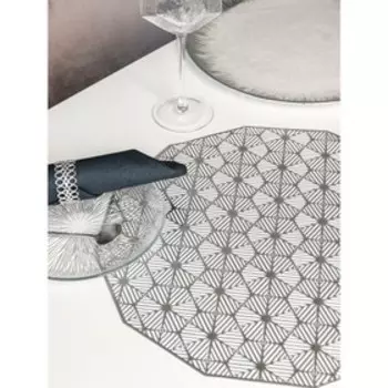 Набор салфеток сервировочных на стол Доляна «Гипноз», 4 шт, d=38 см, цвет серебряный